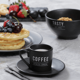 Jogo Xicara de Café com Pires Manhattan Preta 80ml 6 Peças - Ela Decora